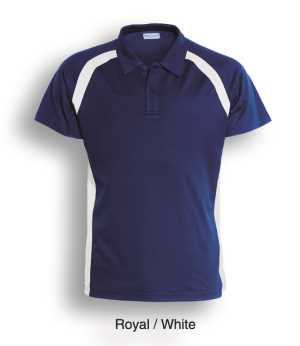 Team Essentials-Mens Short Sleeve Contrast Panel Polo Royal/