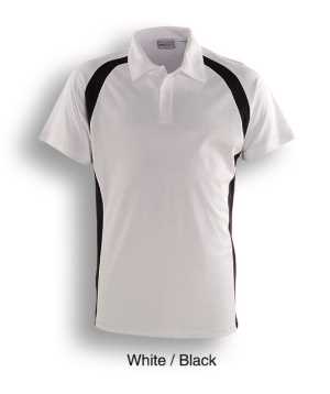 Team Essentials-Mens Short Sleeve Contrast Panel Polo White/