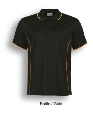 Stitch Feature Essentials-Ladies Short Sleeve Polo Black/Gol