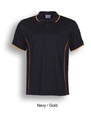 Stitch Feature Essentials-Ladies Short Sleeve Polo Navy/Gold