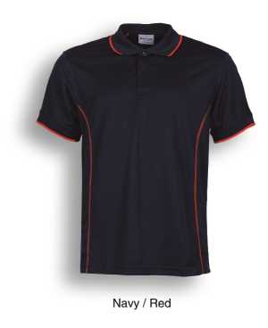 Stitch Feature Essentials-Ladies Short Sleeve Polo Navy/Red