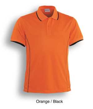 Stitch Feature Essentials-Ladies Short Sleeve Polo Orange/Bl