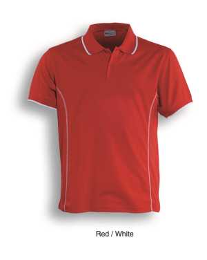 Stitch Feature Essentials-Ladies Short Sleeve Polo Red/White