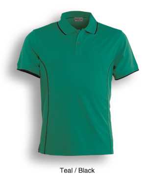 Stitch Feature Essentials-Ladies Short Sleeve Polo Teal/Blac