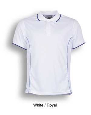 Stitch Feature Essentials-Ladies Short Sleeve Polo White/Roy