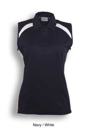 Team Essentials- Ladie Sleeveless Contrast Polo Navy/White 8