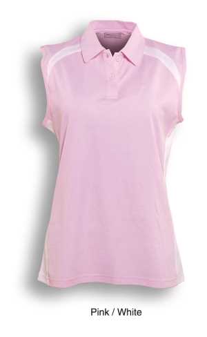 Team Essentials- Ladie Sleeveless Contrast Polo Pink/White 8