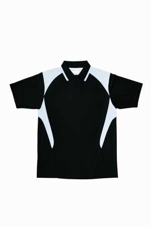 Adults Honey Comb Contrast Panel Polo Black/White 2XL