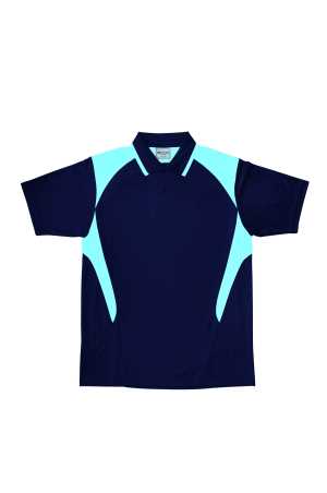 Adults Honey Comb Contrast Panel Polo Navy/Sky 2XL