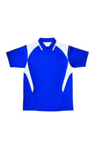 Adults Honey Comb Contrast Panel Polo Royal/White 2XL