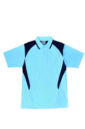 Adults Honey Comb Contrast Panel Polo Sky/Navy 2XL