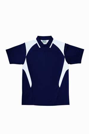 Kids Honey Comb Contrast Panel Polo Navy/White 10