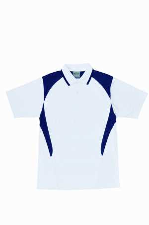 Kids Honey Comb Contrast Panel Polo White/Navy 10