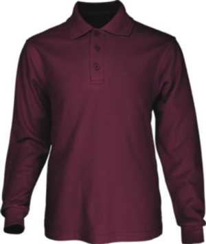 Mens Long Sleeve Basic Polo Maroon 2XL