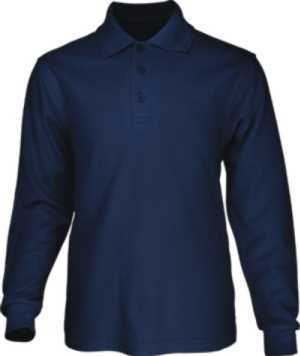 Mens Long Sleeve Basic Polo Navy 2XL