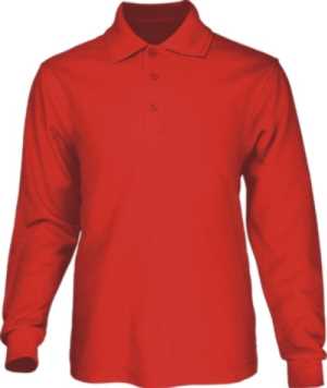 Mens Long Sleeve Basic Polo Red 2XL