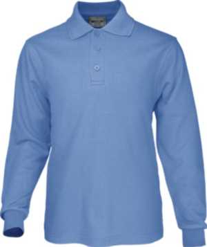 Mens Long Sleeve Basic Polo Sky 2XL