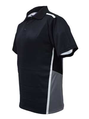 Sublimated Panel Sports Polo Black/Grey Marle 2XL