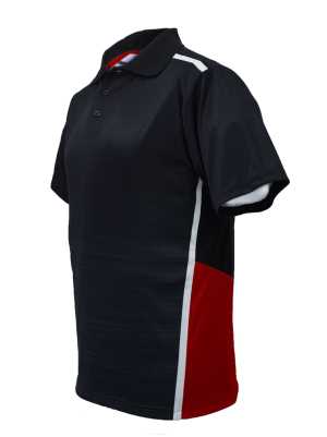 Sublimated Panel Sports Polo Black/Red 2XL