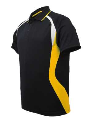 Kids Sports Panel Polo Black/Gold/White 10