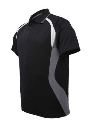 Kids Sports Panel Polo Black/Grey/White 10