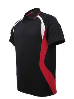 Kids Sports Panel Polo Black/Red/White 10