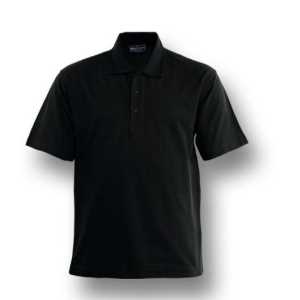 Kids Poly Face Cotton Back Short Sleeve Polo Black 10