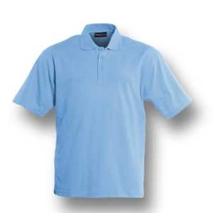 Kids Poly Face Cotton Back Short Sleeve Polo Sky 4