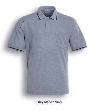 Pocket Polo Grey Marle/Navy 2XL