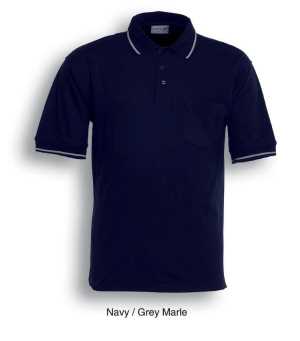 Pocket Polo Navy/Grey Marle 2XL