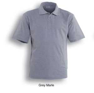 Adults Plain Polo Grey Marle 2XL
