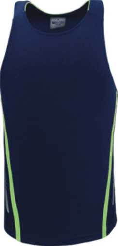 Unisex Elite Sports Singlet Navy/Lime 2XL