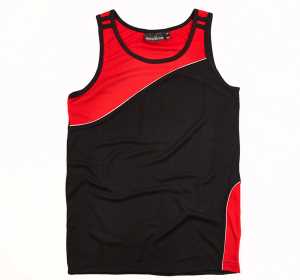 Sports Kids Singlet Black/Red 10