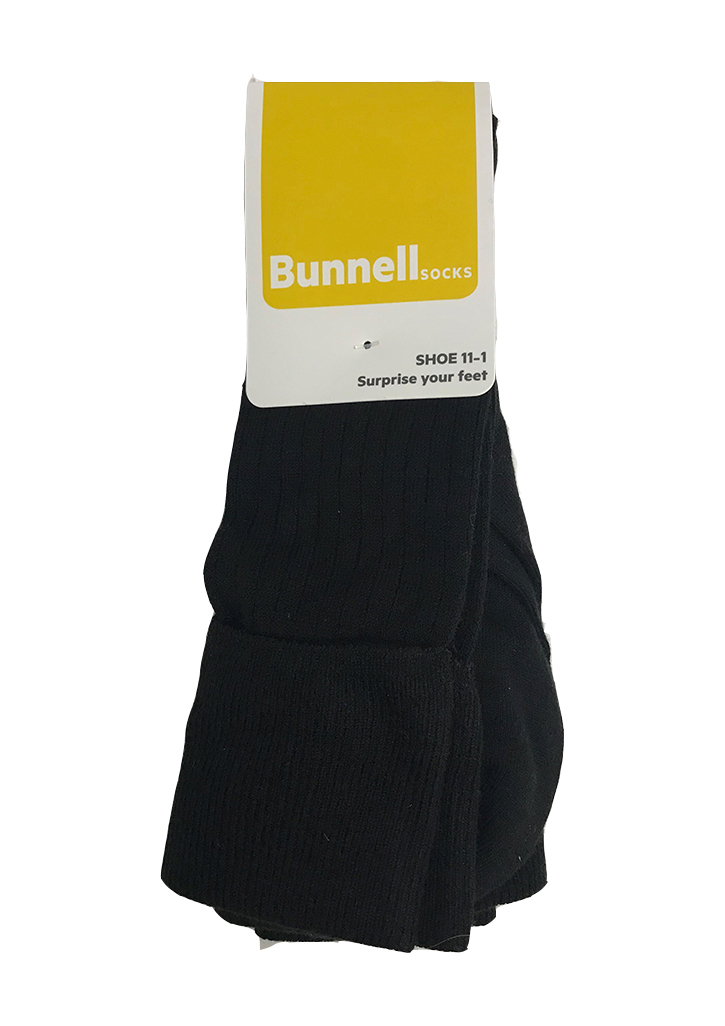 Bunnell Knee Length Wool Sock (3 Pack) - Black