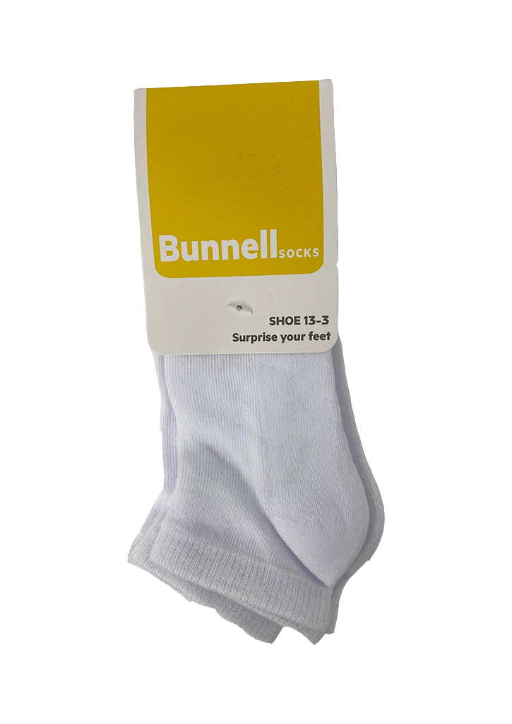 Bunnell Below Ankle Sock White (3 pack)