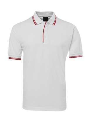 JB's CONTRAST POLO  White/Red 2XL