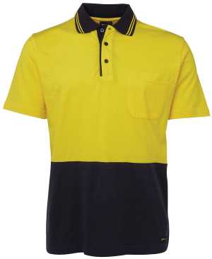 JB's HV S/S COTTON POLO Yellow/Navy 2XL