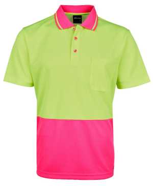JB's HI VIS 4602.1 NON CUFF TRAD POLO Lime/Pink 2XL