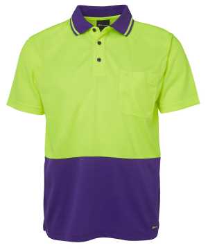 JB's HI VIS 4602.1 NON CUFF TRAD POLO Lime/Purple 2XL