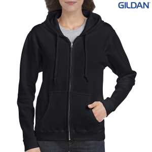 Gildan Heavy Blend Ladies Full Zip Hooded Sweatshirt Black 2