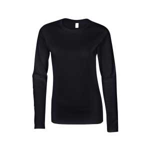 Gildan Softstyle Ladies Long Sleeve TShirt Black 2XL