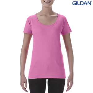 Gildan Softstyle Ladies Deep Scoop TShirt Azalea 2XL