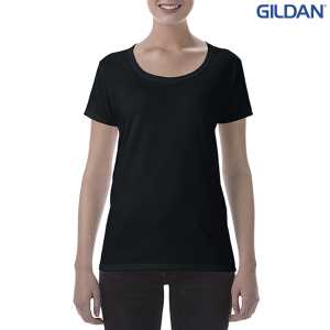Gildan Softstyle Ladies Deep Scoop TShirt Black 2XL