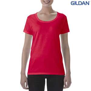Gildan Softstyle Ladies Deep Scoop TShirt Red 2XL