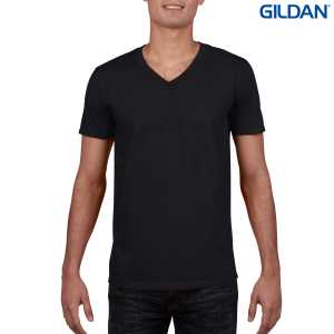 Gildan Softstyle Adult VNeck TShirt Black 2XL
