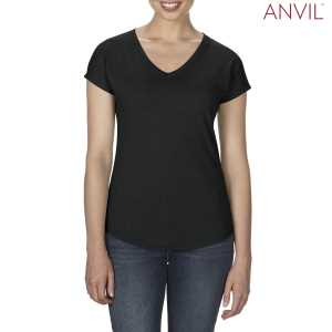 Anvil Adults Tri Blend TShirt Black XS