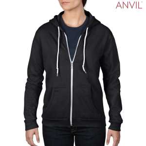 Anvil Ladies Full Zip Hooded Fleece Black L