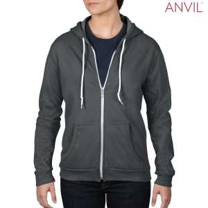 Anvil Ladies Full Zip Hooded Fleece Charcoal L