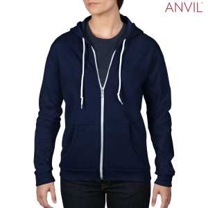 Anvil Ladies Full Zip Hooded Fleece Navy 2XL