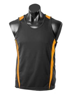 Eureka Mens Singlets Black/Gold 2XL